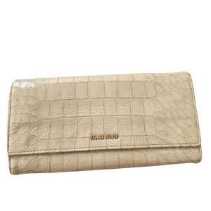 Miu Miu St. Coco Lux Crocodile Embossed Leather Ziparound Wallet